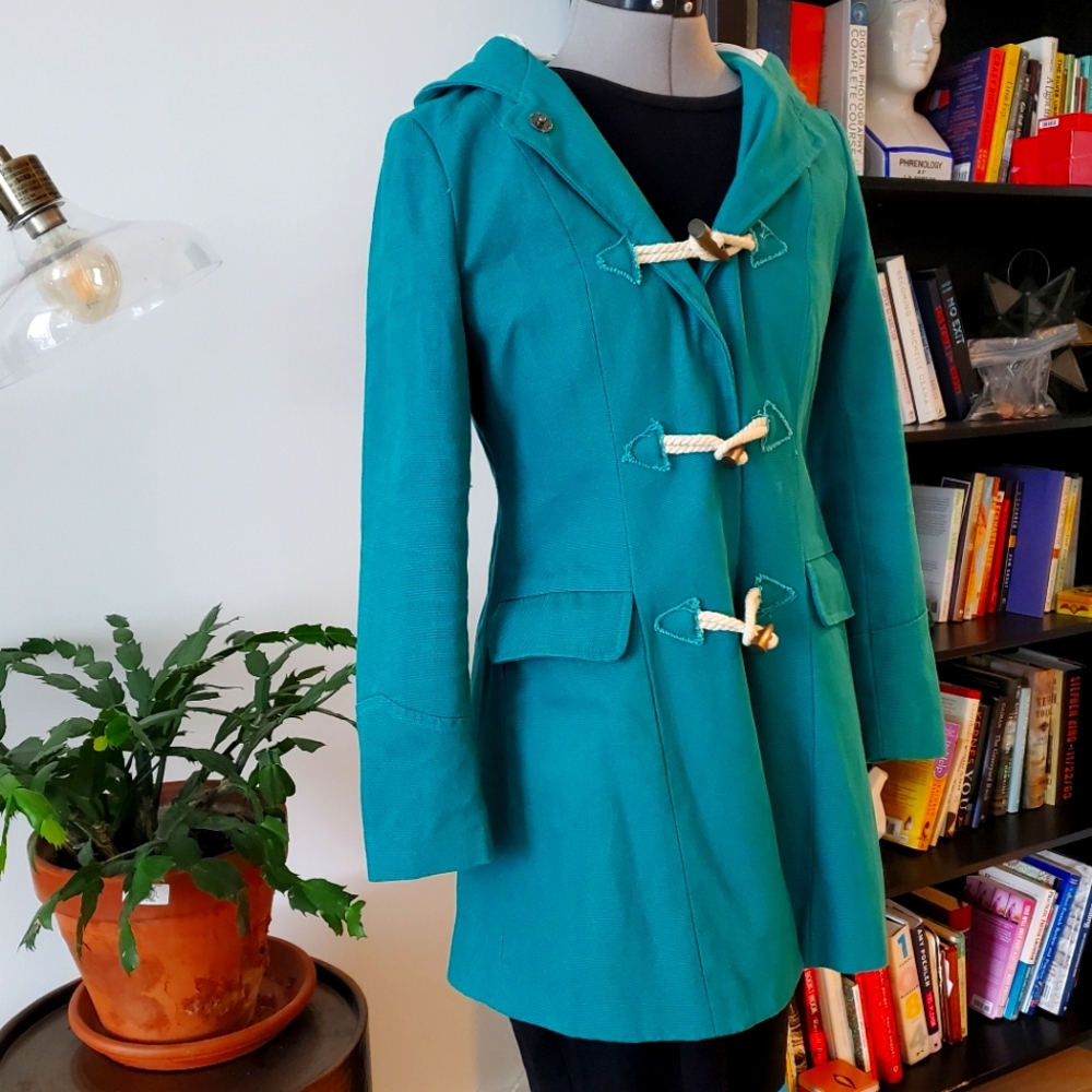 Kling for ModCloth Rain Coat in Teal, Sz Small